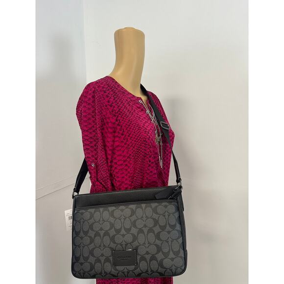 Coach CH078 District Crossbody Bag In Signature Canvas IN Charcoal Black - Picture 1 of 6